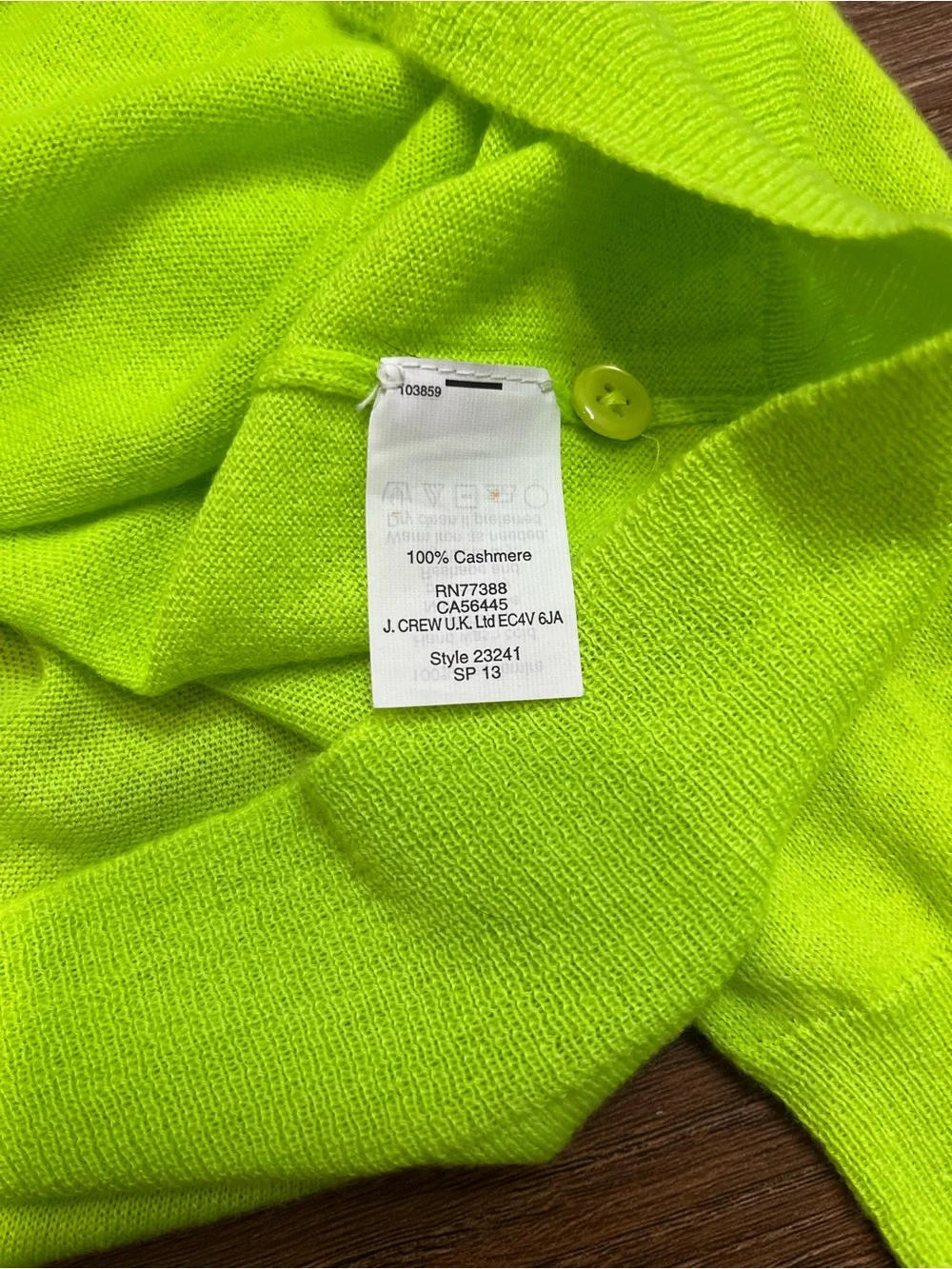 J.Crew Neon Green Italian Cashmere Cardigan Size Small